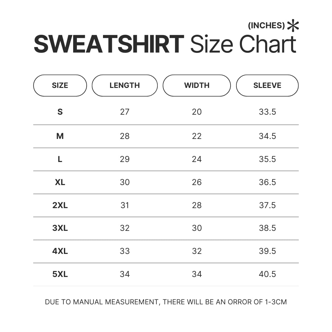 Sweatshirt Size Chart - Neck Deep Store