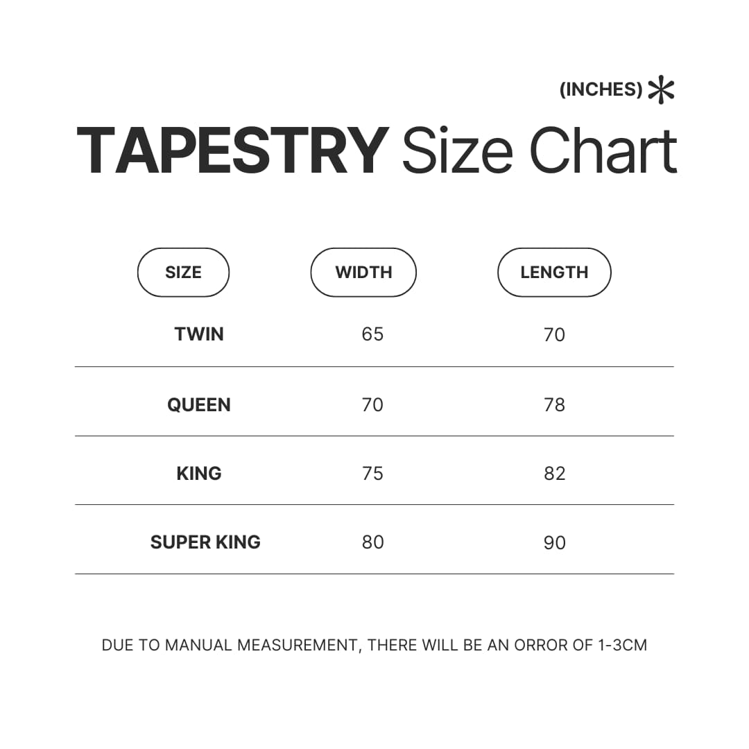 Tapestry Size Chart - Neck Deep Store