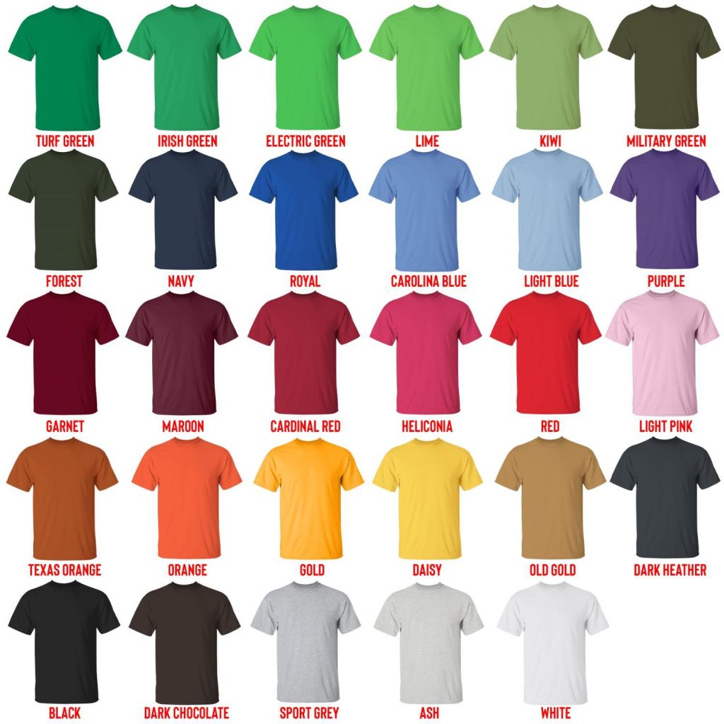 t shirt color chart - Neck Deep Store