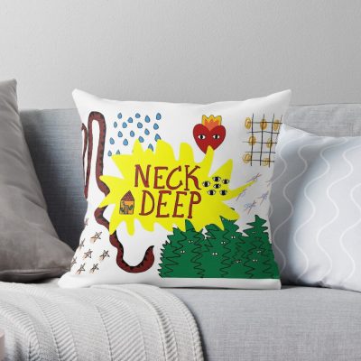 Neck Deep Cute Art Throw Pillow